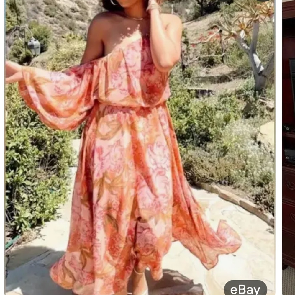 Show me your mumu garden floral off the shoulder dress small - Picture 3 of 5